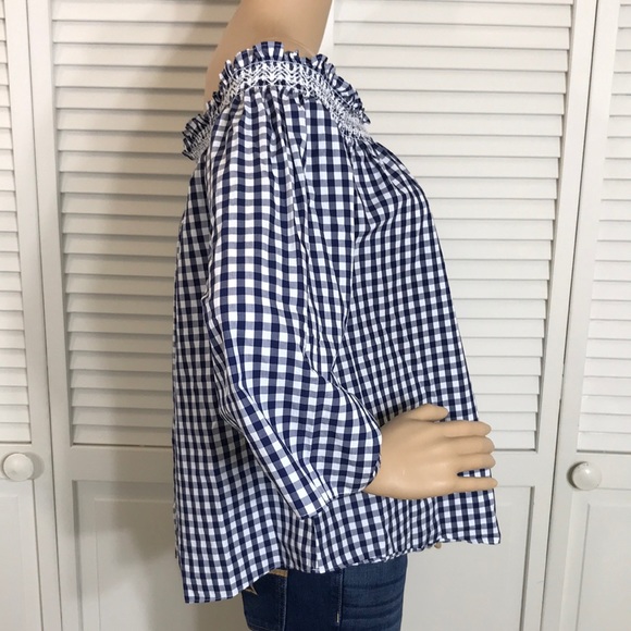 Madewell Smocked Gingham Off-the-Shoulder Top XL - Picture 8 of 15